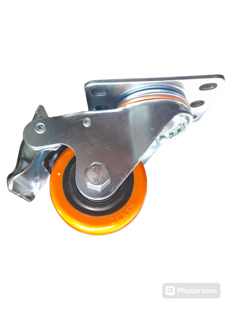 RUEDA CON BASE GIRATORIA 2 1/2 CON FRENO